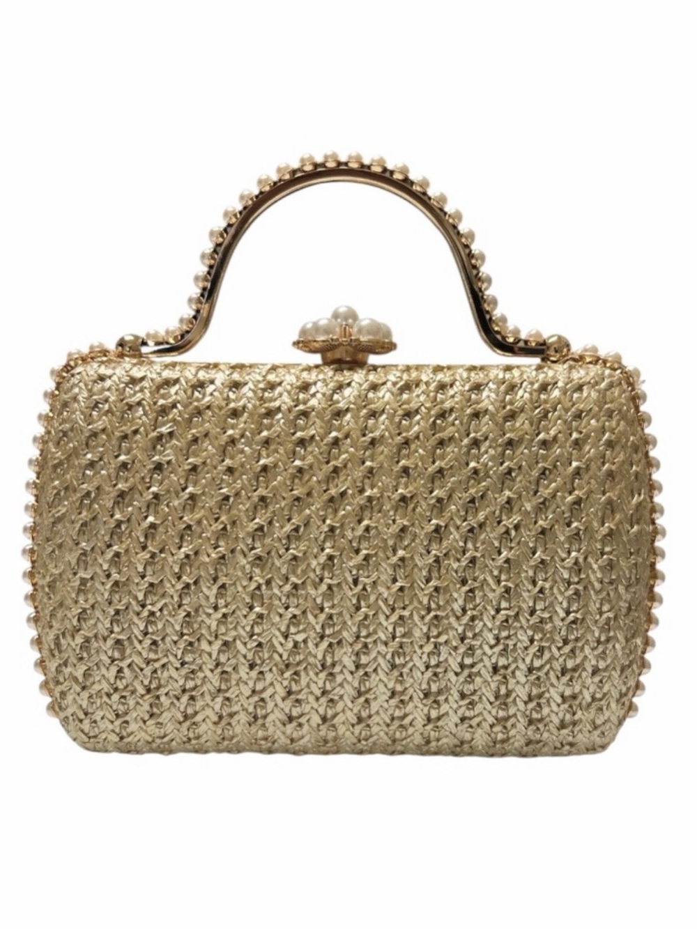 House of Harlow 1960 Gold Woven Straw/Raffia Evening Bag
